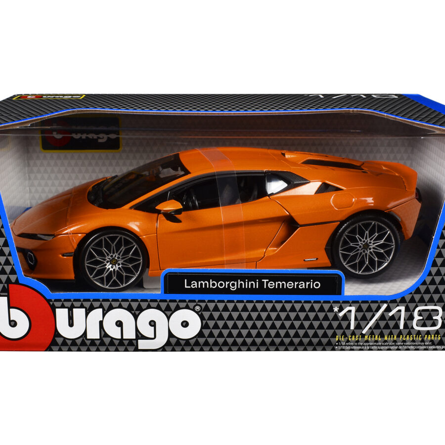 Lamborghini Temerario Orange Metallic 1/18 Diecast Model Car by Bburago Automotive