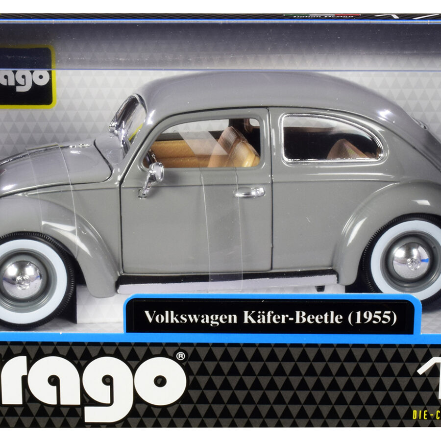 1955 Volkswagen Kafer Beetle Gray 1/18 Diecast Model Car by Bburago Automotive