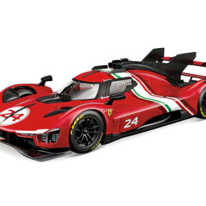 Ferrari 499P Modificata #24 Red with Italian Flag Stripes "Racing" Series 1/18 Diecast Model Car by Bburago Automotive by Diecast Mania
