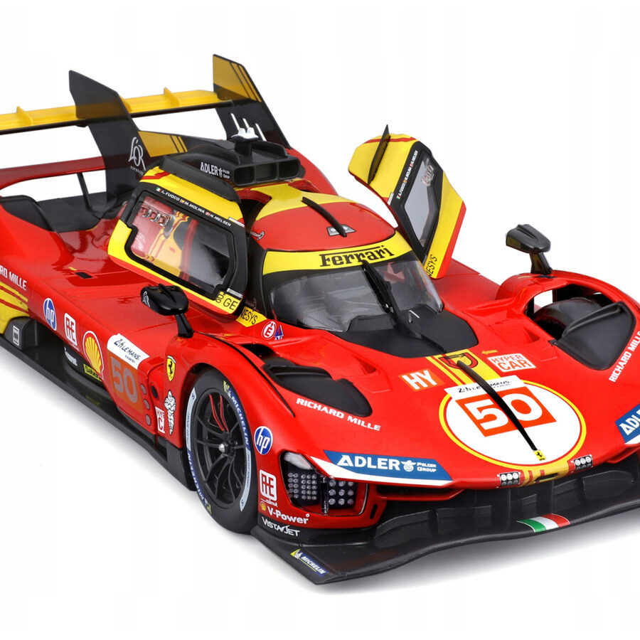 Ferrari 499P #50 Antonio Fuoco - Miguel Molina - Nicklas Nielsen "Ferrari AF Corse" Winner "24 Hours of Le Mans" (2024) "Racing" Series 1/18 Diecast Model Car by Bburago Sports Car Racing Model Cars
