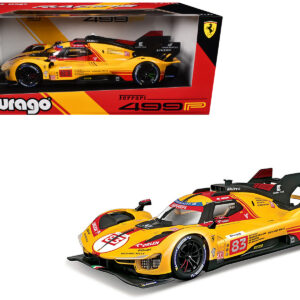 Ferrari 499P #83 Robert Kubica - Robert Shwartzman - Yifei Ye "Ferrari AF Corse" "24 Hours of Le Mans" (2024) "Racing" Series 1/18 Diecast Model Car by Bburago Automotive by Diecast Mania