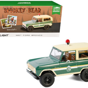 1967 Ford Bronco "Smokey Bear Forest Ranger" Green and Cream with White Stripes "Artisan Collection" 1/18 Diecast Model Car by Greenlight  by Diecast Mania
