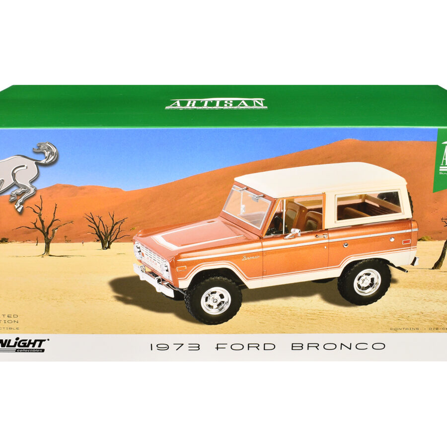 1973 Ford Bronco Hot Ginger Metallic with Cream Top "Artisan Collection" 1/18 Diecast Model Car by Greenlight Automotive