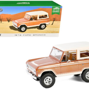 1973 Ford Bronco Hot Ginger Metallic with Cream Top "Artisan Collection" 1/18 Diecast Model Car by Greenlight  by Diecast Mania