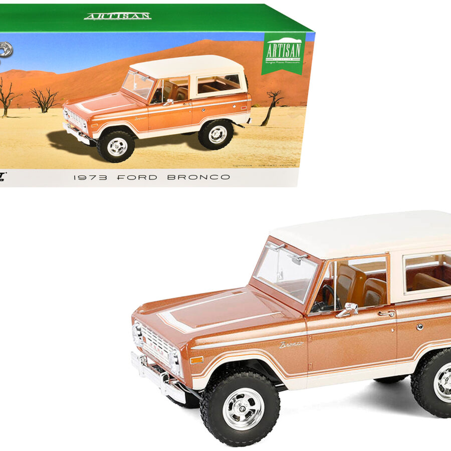 1973 Ford Bronco Hot Ginger Metallic with Cream Top "Artisan Collection" 1/18 Diecast Model Car by Greenlight Automotive