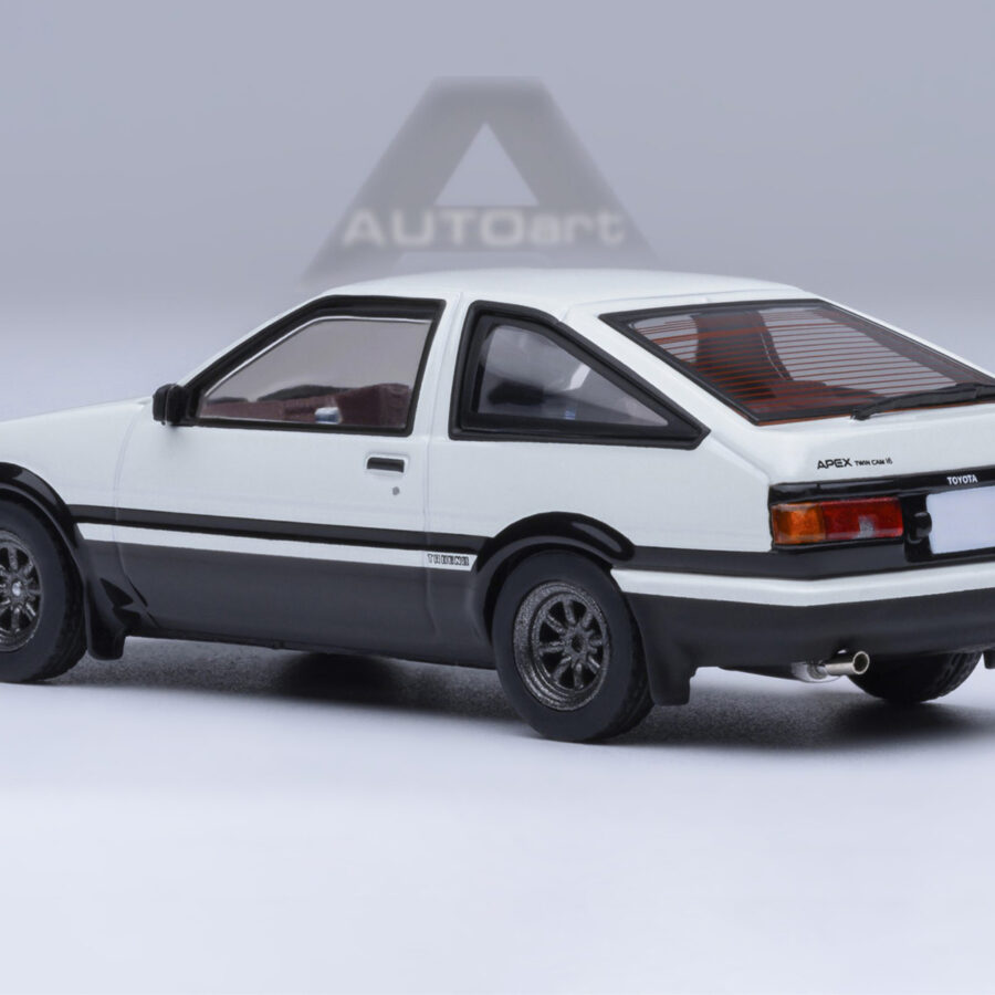 Toyota Sprinter Trueno (AE86) RHD (Right Hand Drive) White with Graphics "Initial D" (1998-2021) TV Series 1/64 Diecast Model Car by Autoart Automotive