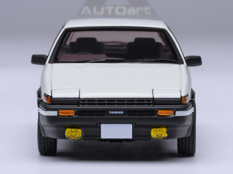 Toyota Sprinter Trueno (AE86) RHD (Right Hand Drive) White with Graphics "Initial D" (1998-2021) TV Series 1/64 Diecast Model Car by Autoart Automotive