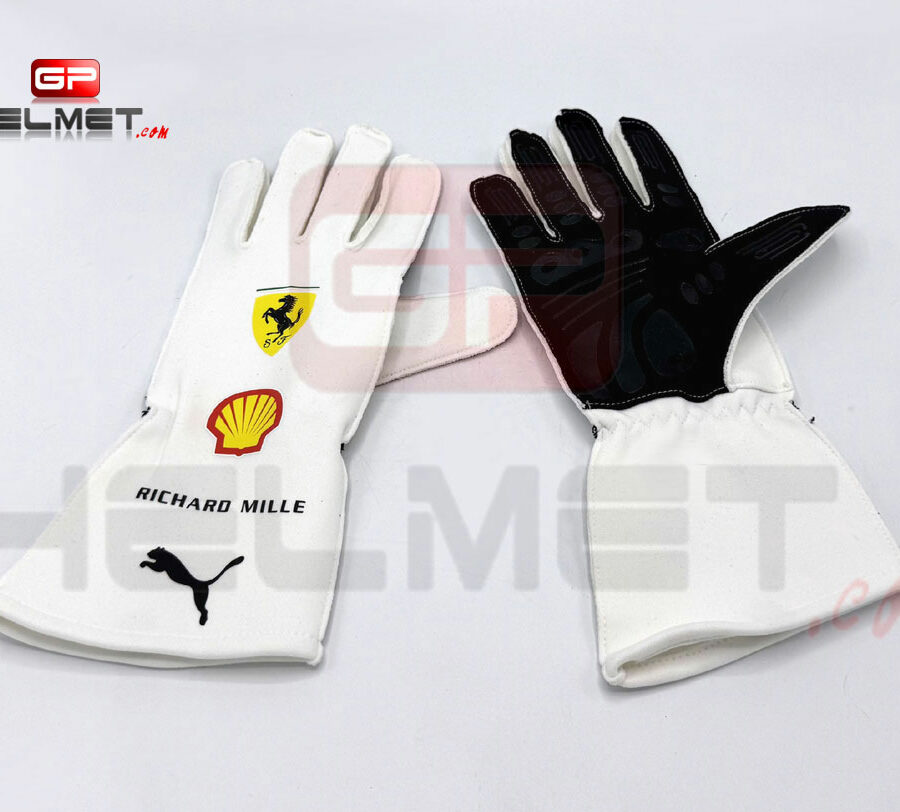 Lewis Hamilton & Charles Leclerc 2025 Miami GP Racing gloves from the Ferrari F1 Memorabilia store collection.