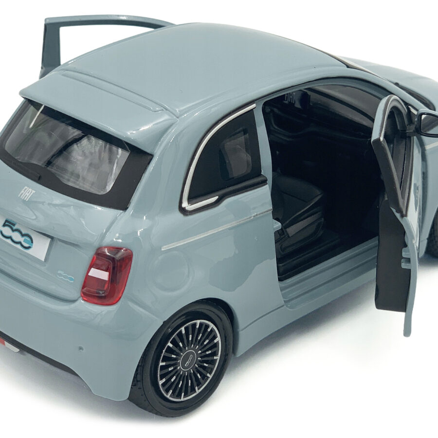 2023 Fiat 500e Light Blue 1/24 Diecast Model Car by Bburago Sports Car Racing Model Cars