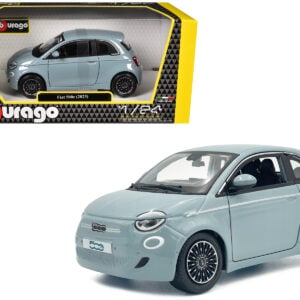 2023 Fiat 500e Light Blue 1/24 Diecast Model Car by Bburago from the Sports Car Racing Collectibles store collection.