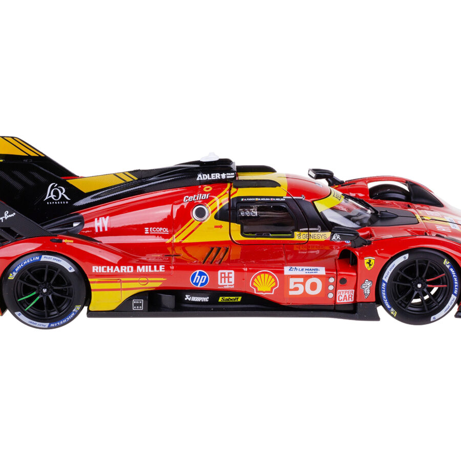 Ferrari 499P #50 Antonio Fuoco - Miguel Molina - Nicklas Nielsen "Ferrari AF Corse" Winner "24 Hours of Le Mans" (2024) "Racing" Series 1/24 Diecast Model Car by Bburago Sports Car Racing Model Cars
