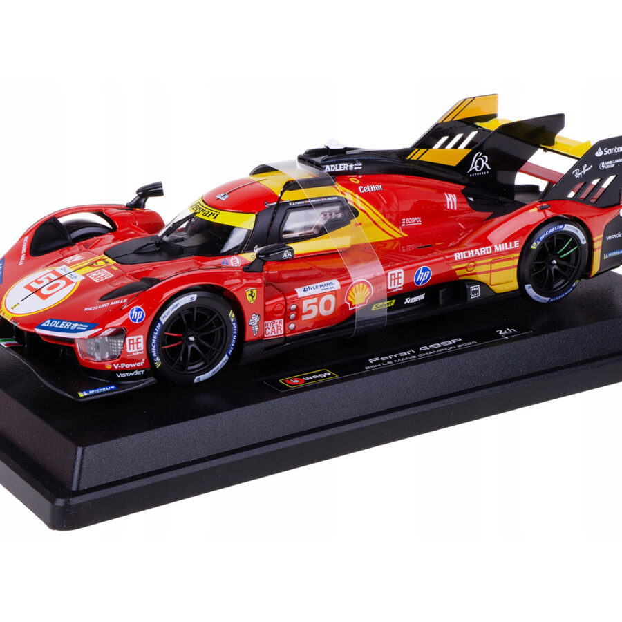 Ferrari 499P #50 Antonio Fuoco - Miguel Molina - Nicklas Nielsen "Ferrari AF Corse" Winner "24 Hours of Le Mans" (2024) "Racing" Series 1/24 Diecast Model Car by Bburago Sports Car Racing Model Cars