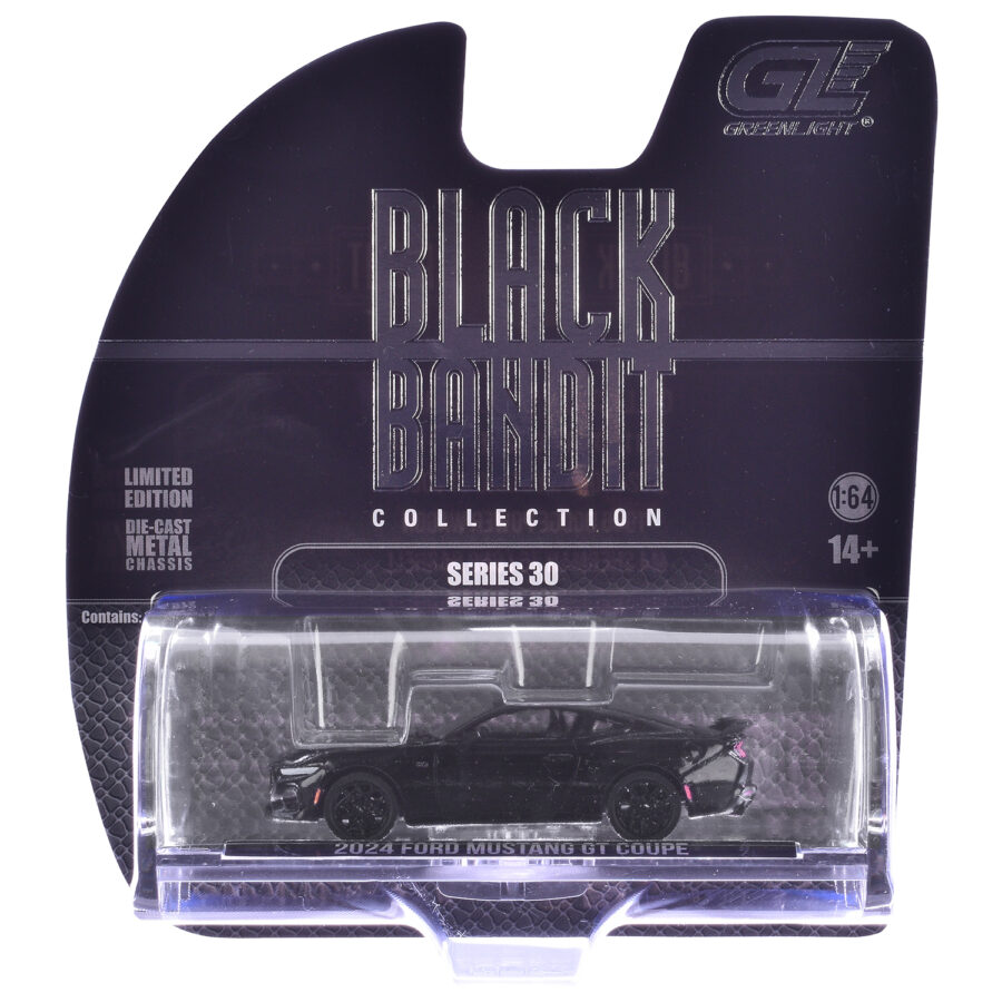 2024 Ford Mustang GT Coupe Black "Black Bandit" Series 30 1/64 Diecast Model Car by Greenlight Automotive