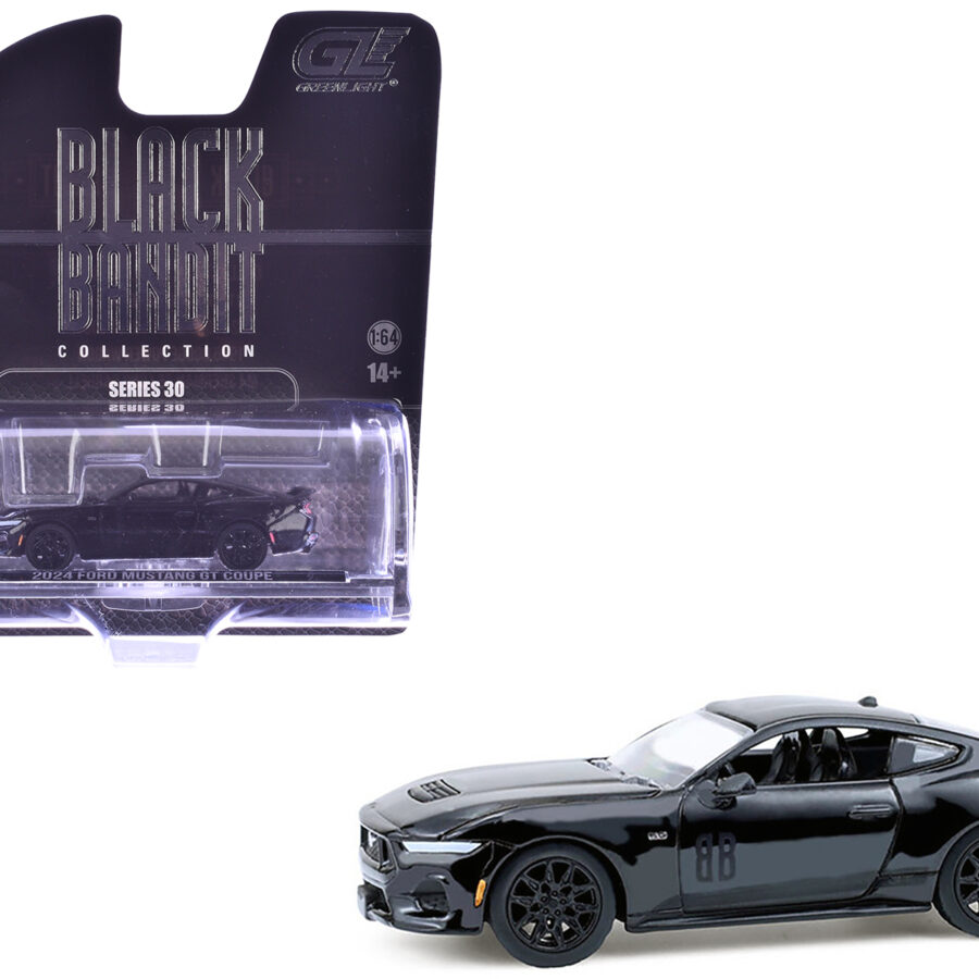 2024 Ford Mustang GT Coupe Black "Black Bandit" Series 30 1/64 Diecast Model Car by Greenlight Automotive