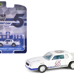 1983 Chevrolet Monte Carlo #5 "Hendrick Motorsports First Test Car Tribute" White with Blue Stripes and Interior "Hobby Exclusive" Series 1/64 Diecast Model Car by Greenlight  by Diecast Mania