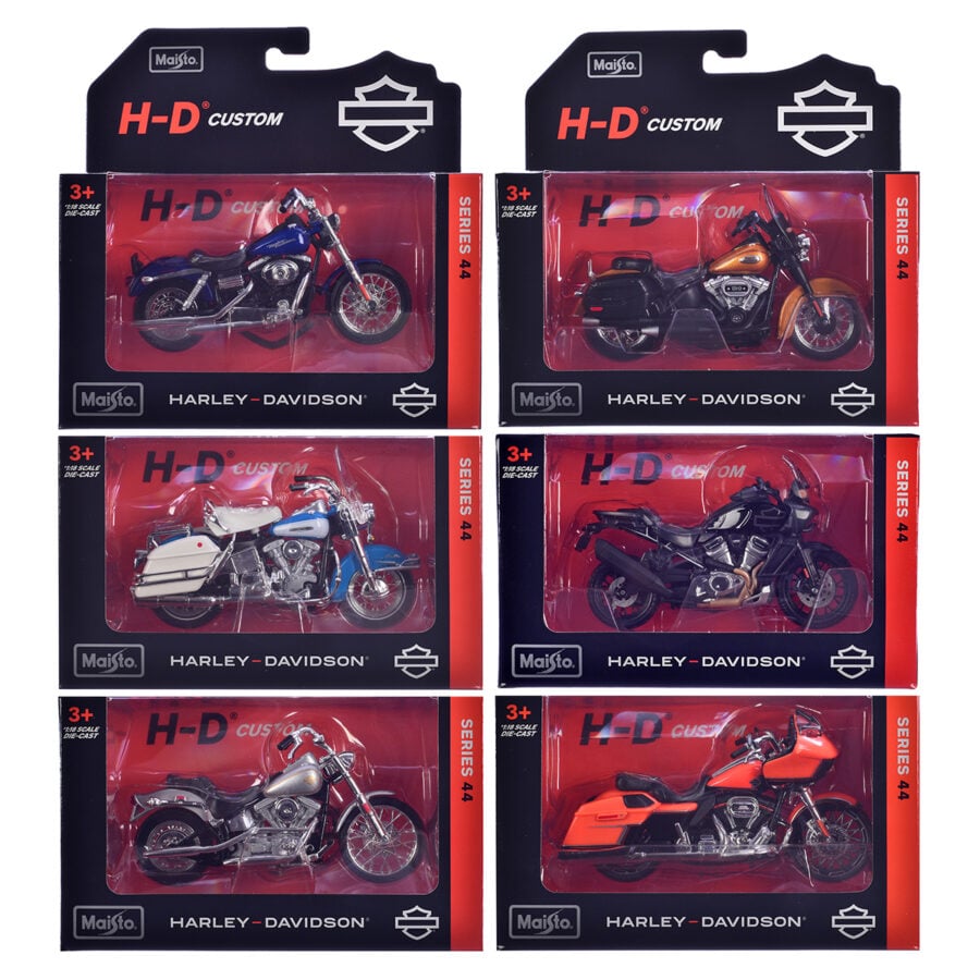 Harley-Davidson Motorcycles 6 piece Set Series 44 1/18 Diecast Models by Maisto Automotive