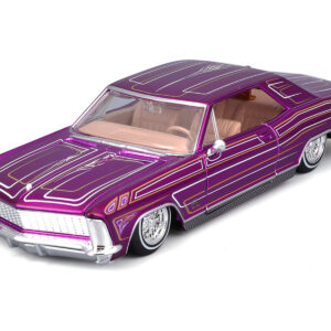 1965 Buick Riviera Lowrider Purple Metallic with Graphics "Lowriders" Series 1/26 Diecast Model Car by Maisto Automotive by Diecast Mania