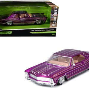 1965 Buick Riviera Lowrider Purple Metallic with Graphics "Lowriders" Series 1/26 Diecast Model Car by Maisto Automotive by Diecast Mania