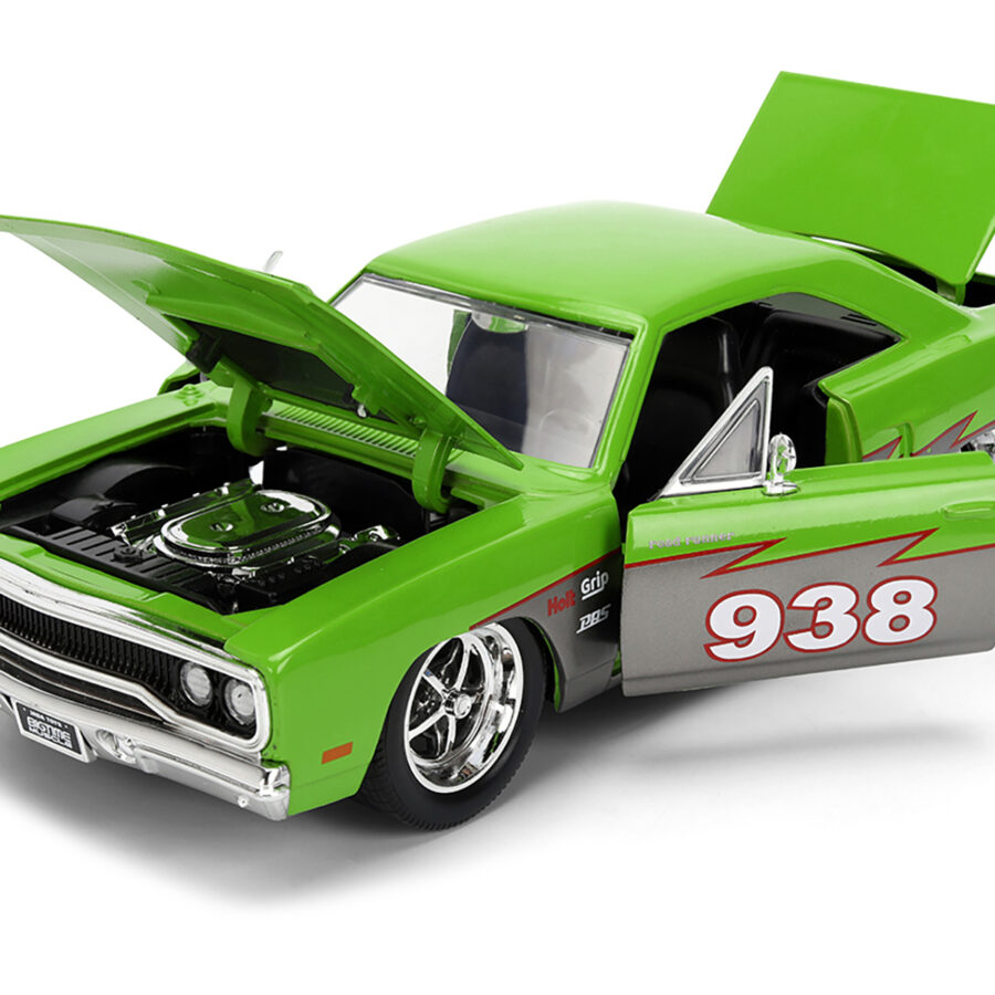 1970 Plymouth Road Runner #938 Green and Gray Metallic "Bigtime Muscle" Series 1/24 Diecast Model Car by Jada Automotive