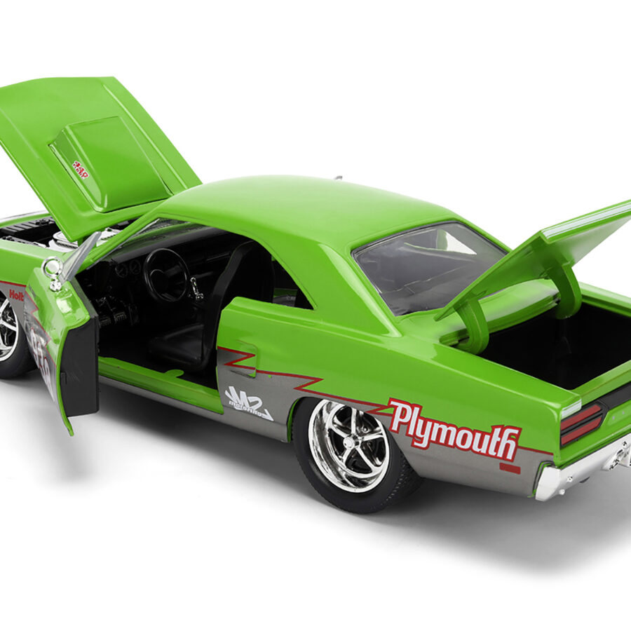 1970 Plymouth Road Runner #938 Green and Gray Metallic "Bigtime Muscle" Series 1/24 Diecast Model Car by Jada Automotive