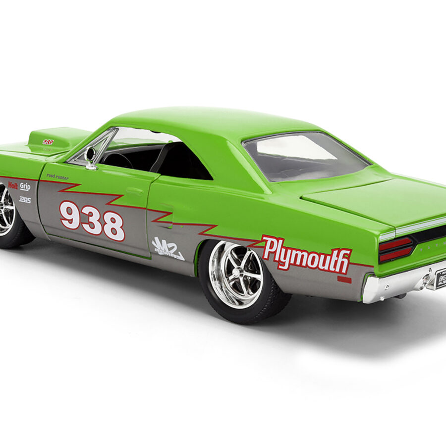 1970 Plymouth Road Runner #938 Green and Gray Metallic "Bigtime Muscle" Series 1/24 Diecast Model Car by Jada Automotive