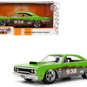 1970 Plymouth Road Runner #938 Green and Gray Metallic "Bigtime Muscle" Series 1/24 Diecast Model Car by Jada  by Diecast Mania