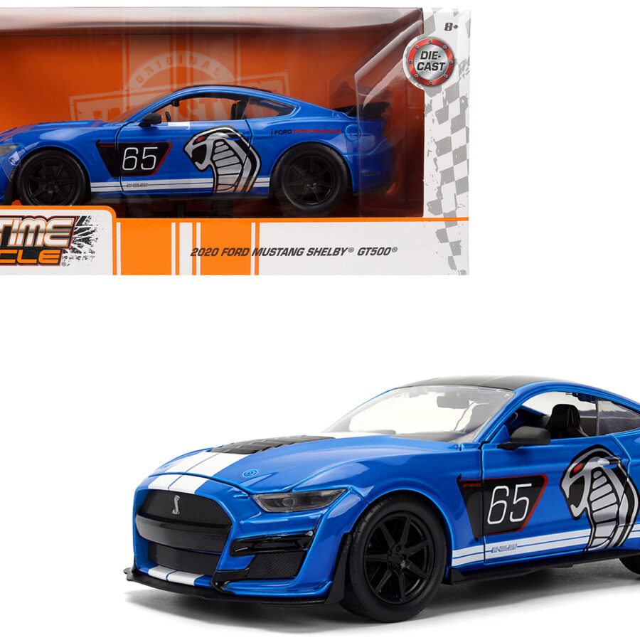2020 Ford Mustang Shelby GT500 #65 "Ford Performance" Blue with Black Top and White Stripes "Bigtime Muscle" Series 1/24 Diecast Model Car by Jada Automotive