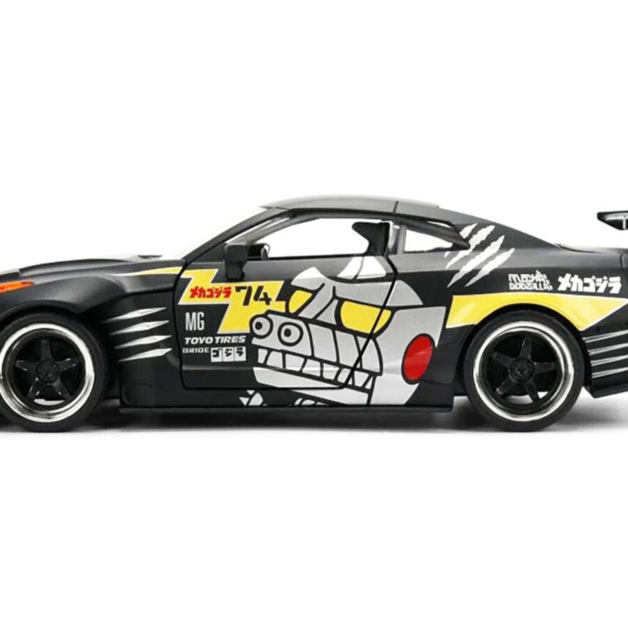 2009 Nissan GT-R (R35) Ben Sopra Matt Black with "Mechagodzilla" Graphics "Hollywood Rides" Series 1/24 Diecast Model Car by Jada Automotive