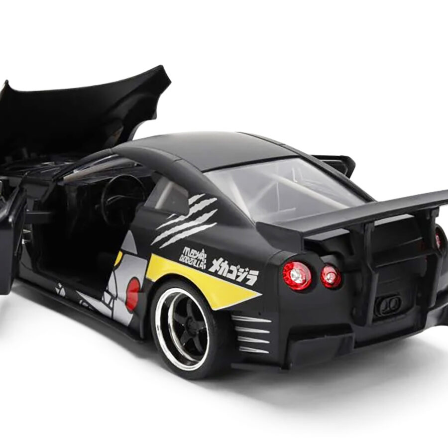 2009 Nissan GT-R (R35) Ben Sopra Matt Black with "Mechagodzilla" Graphics "Hollywood Rides" Series 1/24 Diecast Model Car by Jada Automotive