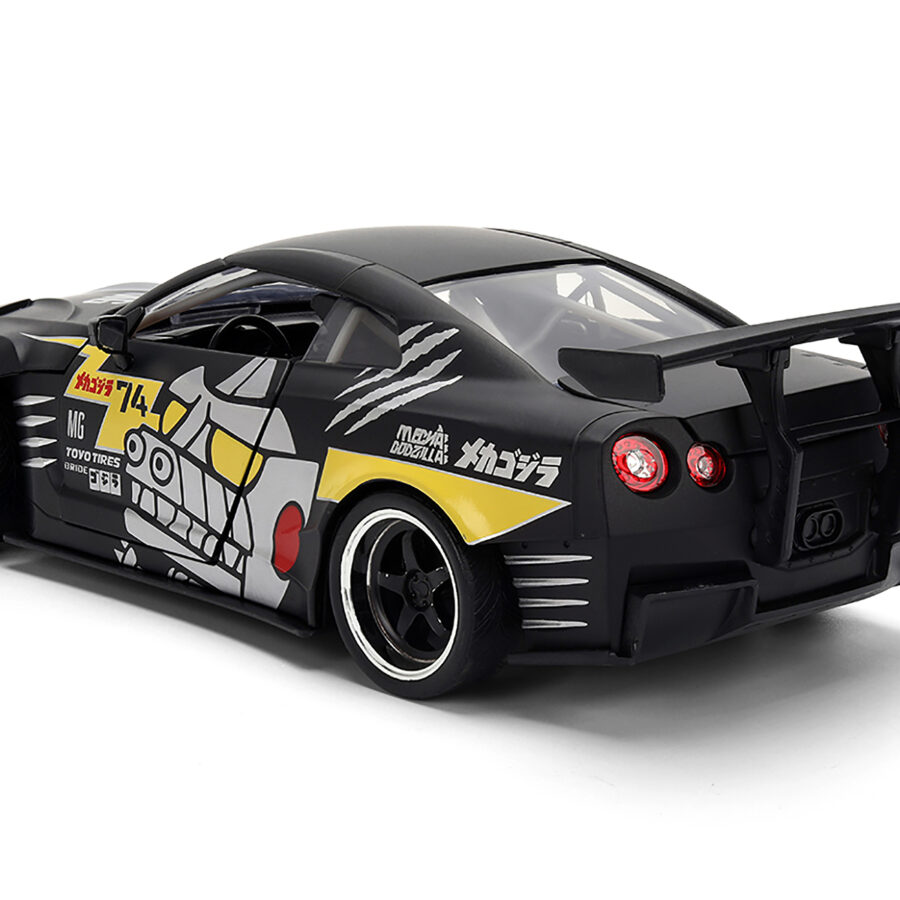 2009 Nissan GT-R (R35) Ben Sopra Matt Black with "Mechagodzilla" Graphics "Hollywood Rides" Series 1/24 Diecast Model Car by Jada Automotive