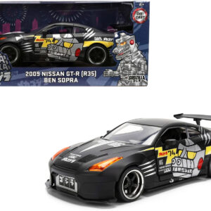 2009 Nissan GT-R (R35) Ben Sopra Matt Black with "Mechagodzilla" Graphics "Hollywood Rides" Series 1/24 Diecast Model Car by Jada  by Diecast Mania