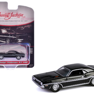 1970 Dodge Challenger R/T 440 Black with White Stripes "Barrett-Jackson" Series 15 1/64 Diecast Model Car by Greenlight  by Diecast Mania