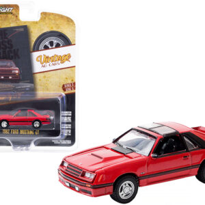 1982 Ford Mustang GT Red with Black Stripes "The Boss is Back" "Vintage Ad Cars" Series 3 1/64 Diecast Model Car by Greenlight from the Sports Car Racing Collectibles store collection.