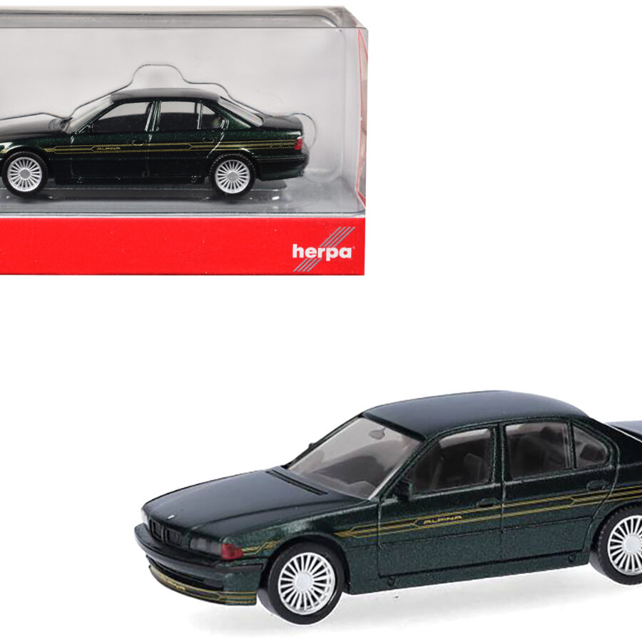 BMW Alpina B12 Green Metallic 1/87 (HO) Plastic Model Car by Herpa from the Sports Car Racing Collectibles store collection.