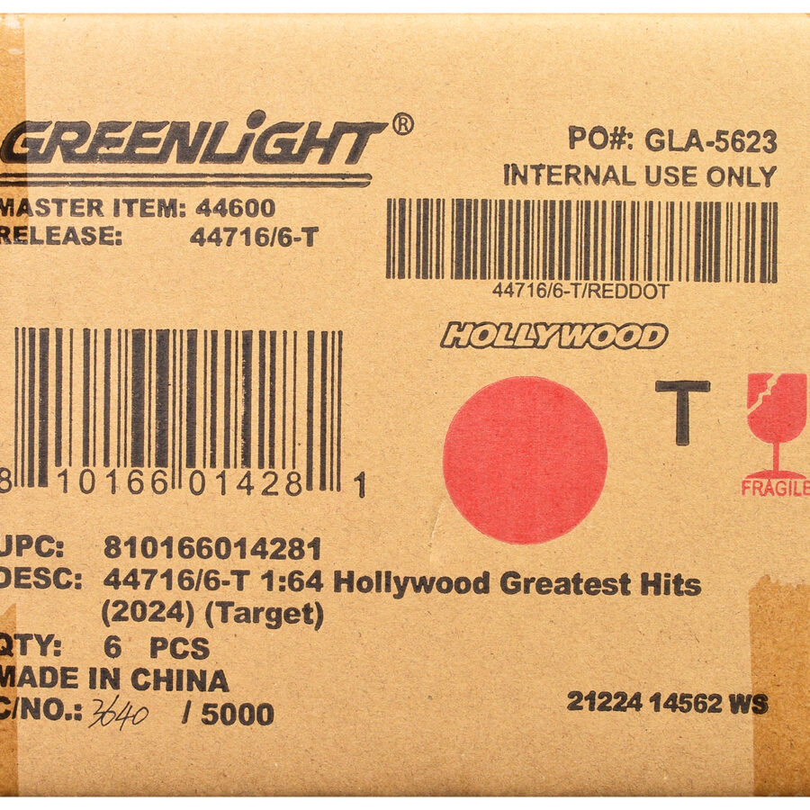 "Hollywood Greatest Hits" (2024) Set of 6 pieces 1/64 Diecast Model Cars by Greenlight Automotive