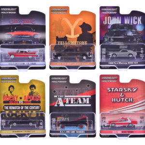 "Hollywood Greatest Hits" (2024) Set of 6 pieces 1/64 Diecast Model Cars by Greenlight from the Sports Car Racing Gifts store collection.