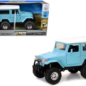 Toyota Land Cruiser FJ40 Light Blue with White Top "Xtreme Off-Road" Series 1/24 Diecast Model by New Ray Sports Car Racing Gifts by Diecast Mania