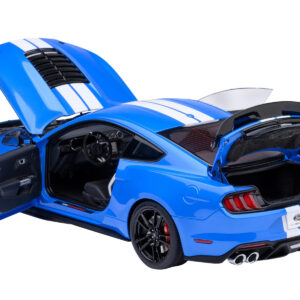 Ford Mustang Shelby GT500 Grabber Blue with White Stripes 1/18 Model Car by Autoart from the Ford store collection.