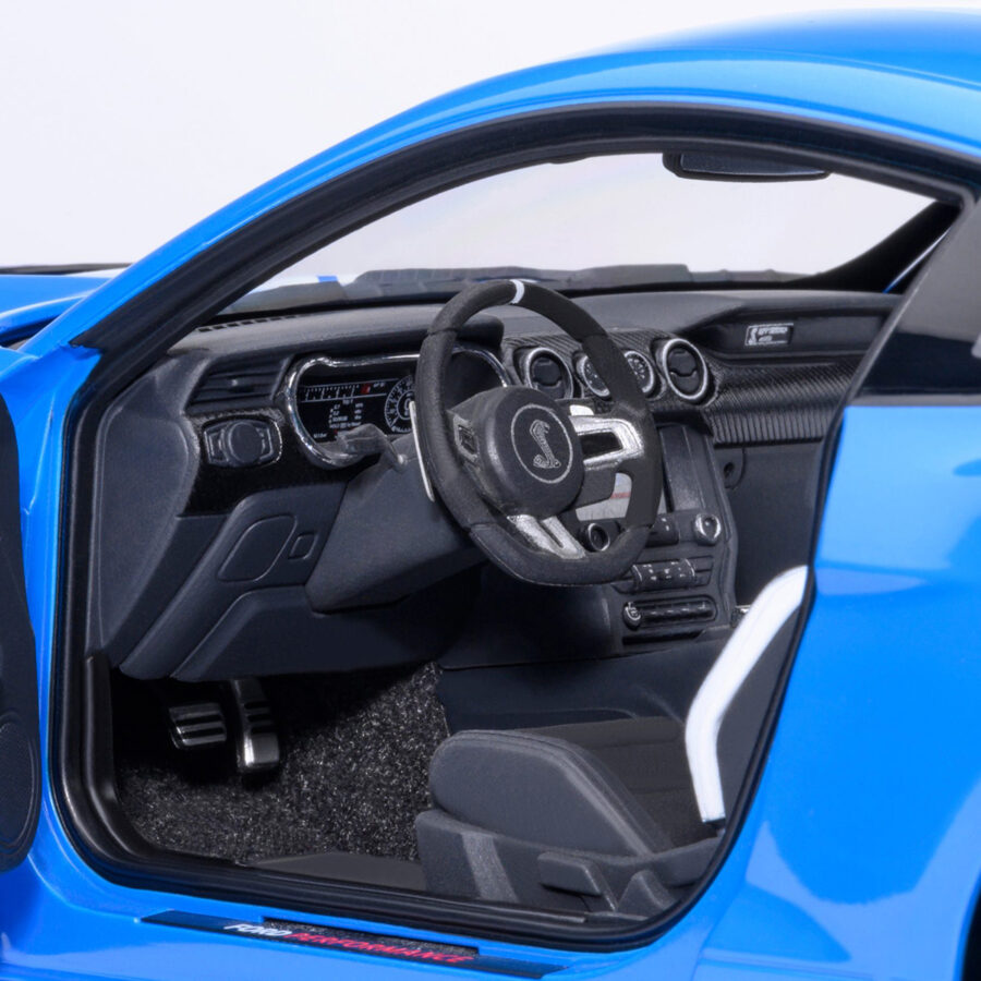 Ford Mustang Shelby GT500 Grabber Blue with White Stripes 1/18 Model Car by Autoart Automotive