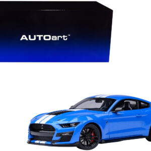 Ford Mustang Shelby GT500 Grabber Blue with White Stripes 1/18 Model Car by Autoart from the Ford store collection.