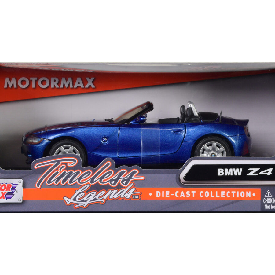 BMW Z4 Convertible Blue Metallic 1/24 Diecast Model Car by Motormax Automotive
