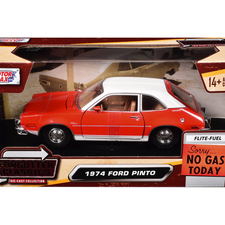 1974 Ford Pinto Orange with White Top "Forgotten Classics" Series 1/24 Diecast Model Car by Motormax Automotive