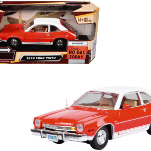 1974 Ford Pinto Orange with White Top "Forgotten Classics" Series 1/24 Diecast Model Car by Motormax from the Sports Car Racing Gifts store collection.