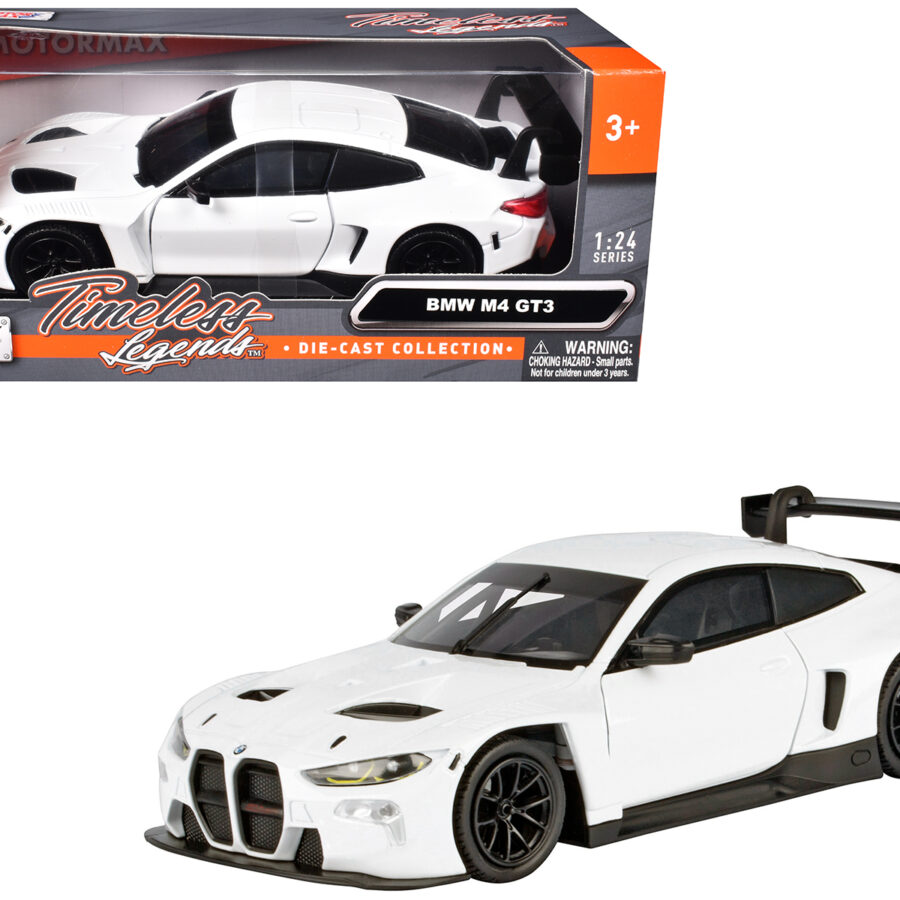 BMW M2 GT3 White "Timeless Legends" Series 1/24 Diecast Model Car by Motormax from the Sports Car Racing Gifts store collection.