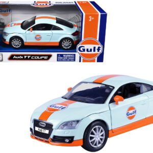 Audi TT Coupe "Gulf Oil" Light Blue with Orange Stripes "Gulf Die-Cast Collection" 1/24 Diecast Model Car by Motormax from the Sports Car Racing Gifts store collection.