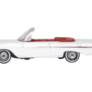 1961 Chevrolet Impala Convertible Ermine White with Roman Red Interior 1/87 (HO) Scale Diecast Model Car by Oxford Diecast  by Diecast Mania