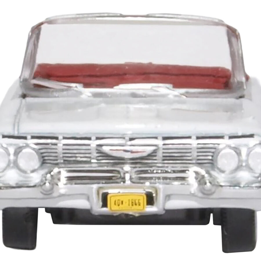 1961 Chevrolet Impala Convertible Ermine White with Roman Red Interior 1/87 (HO) Scale Diecast Model Car by Oxford Diecast Automotive