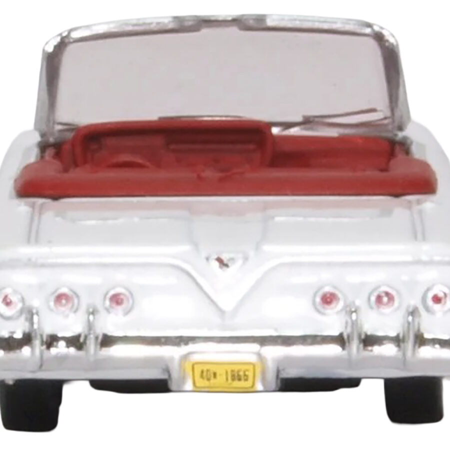 1961 Chevrolet Impala Convertible Ermine White with Roman Red Interior 1/87 (HO) Scale Diecast Model Car by Oxford Diecast Automotive