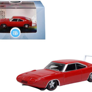 1969 Dodge Charger Daytona Red with White Stripe 1/87 (HO) Scale Diecast Model Car by Oxford Diecast  by Diecast Mania