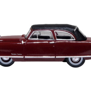 1950 Nash Rambler Custom Landau Convertible (Closed) Sunset Maroon with Black Top 1/87 (HO) Scale Diecast Model Car by Oxford Diecast  by Diecast Mania